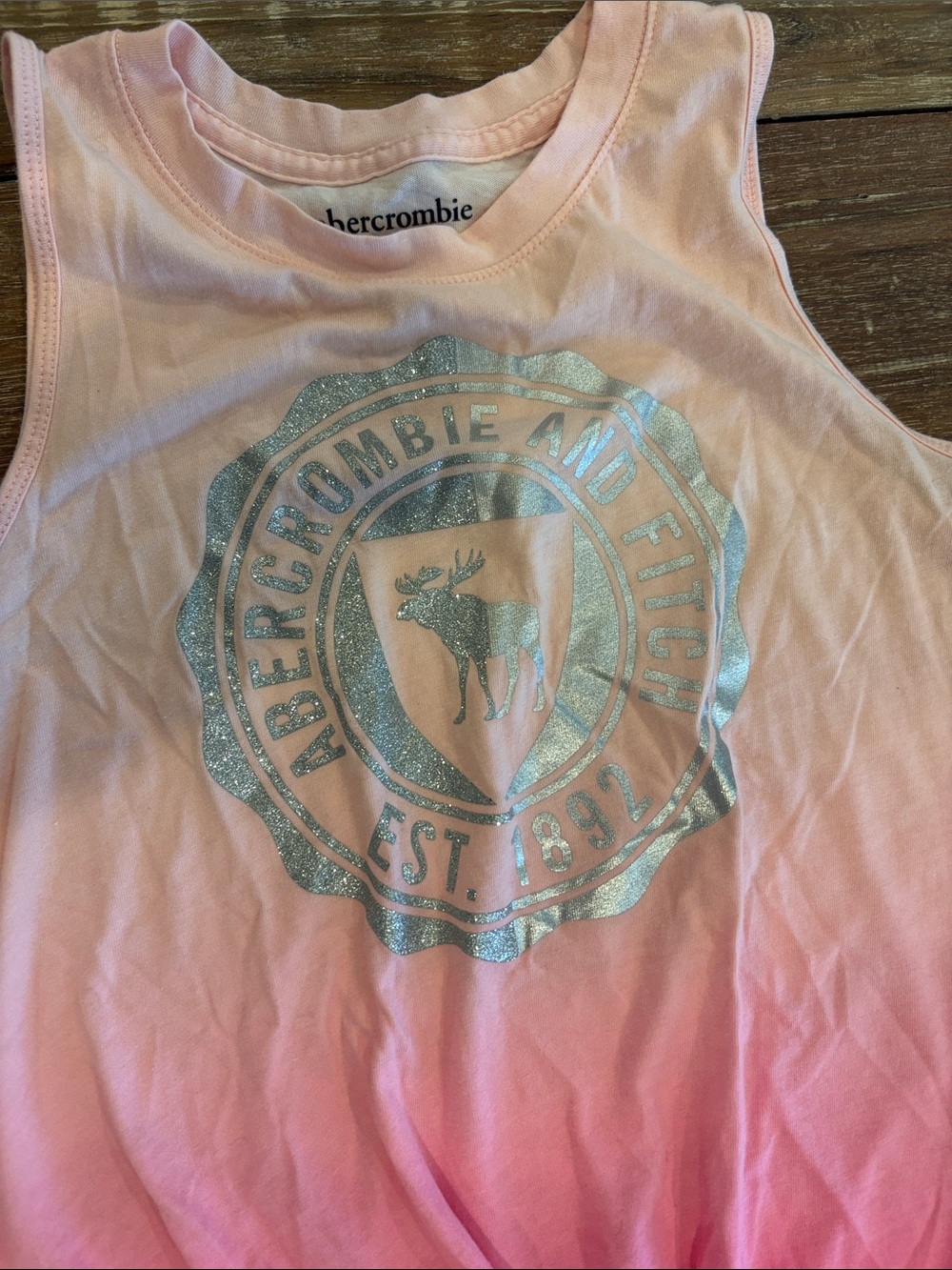 Abercrombie Kids Ombre Logo Tank Top Pink Graphic Girls Size 13/14 - Picture 4 of 8